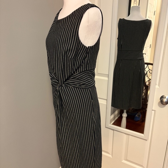 Ann Taylor Black and White Sleeveless Striped Midi Dress - Picture 2 of 7